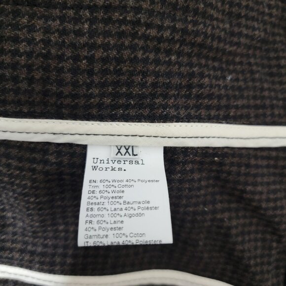 Universal Works Dogtooth Wool Mix Bakers Jacket in Brown XXL NWT - Picture 6 of 8